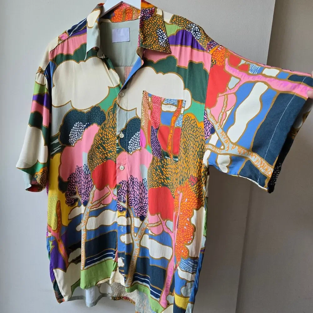 Bower Swimwear Liberty London Prospect Road Button Short Sleeve Top Women XL EUC - Picture 11 of 14